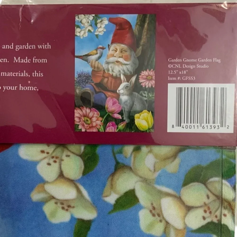 Garden Gnome Flag Garden Yard Flag All Weather Floral 12.5 x 18 inch Multicolor
